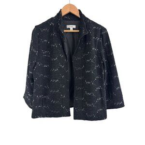 Dressbarn Black Cropped Dressy Jacket Sequins 3/4 Sleeves Pockets Size L Evening